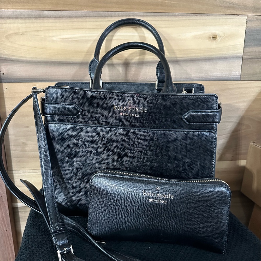 Kate Spade Black shoulder bag and Wallet Set